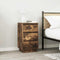 vidaXL Bedside Cabinet with LED Lights Smoked Oak 38x34x65 cm