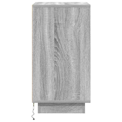 vidaXL Bedside Cabinet with LED Lights Grey Sonoma 38x34x65 cm