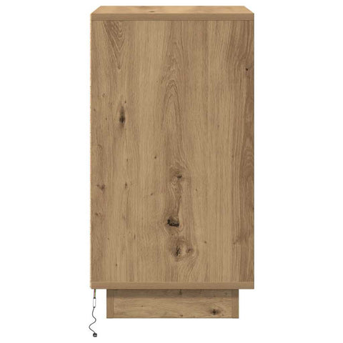 vidaXL Bedside Cabinet with LED Lights Artisan Oak 38x34x65 cm