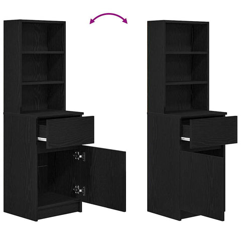 vidaXL Bedside Cabinet Black 39x35x125 cm Engineered Wood