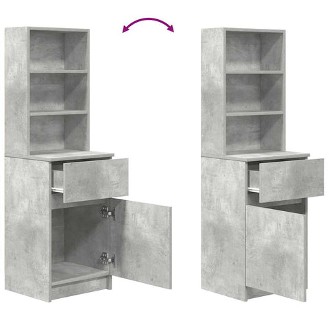 vidaXL Bedside Cabinet Concrete Grey 39x35x125 cm Engineered Wood