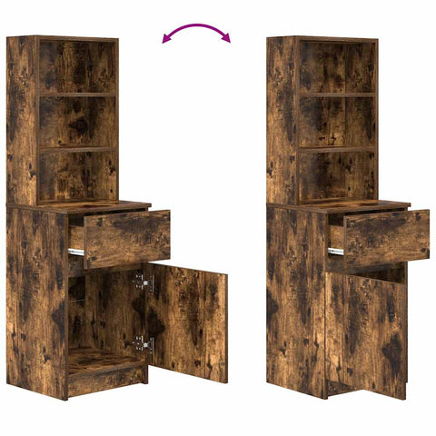 vidaXL Bedside Cabinet Smoked Oak 39x35x125 cm Engineered Wood