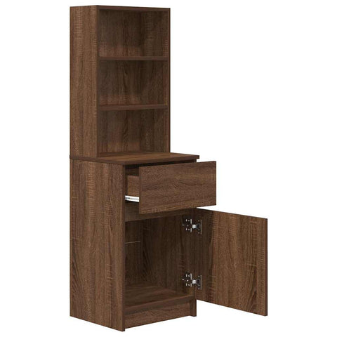vidaXL Bedside Cabinet Brown Oak 39x35x125 cm Engineered Wood
