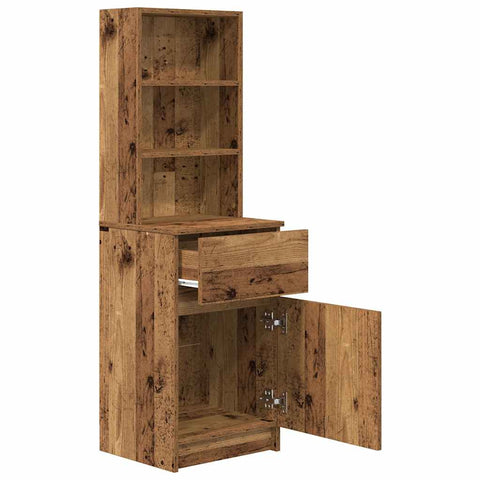 vidaXL Bedside Cabinet Old Wood 39x35x125 cm Engineered Wood