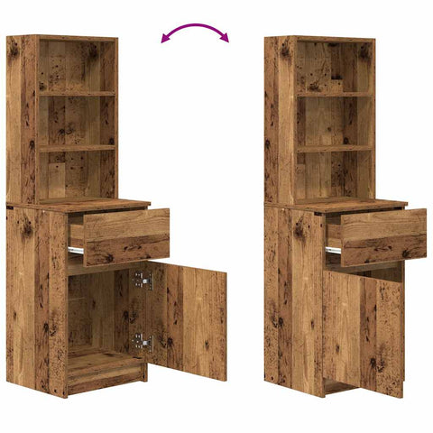 vidaXL Bedside Cabinet Old Wood 39x35x125 cm Engineered Wood