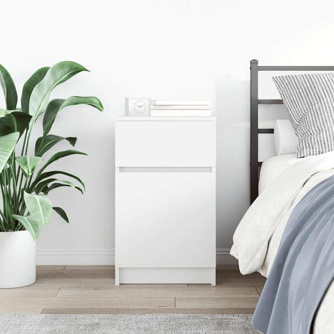 vidaXL Bedside Cabinet White 39x35x65 cm Engineered Wood