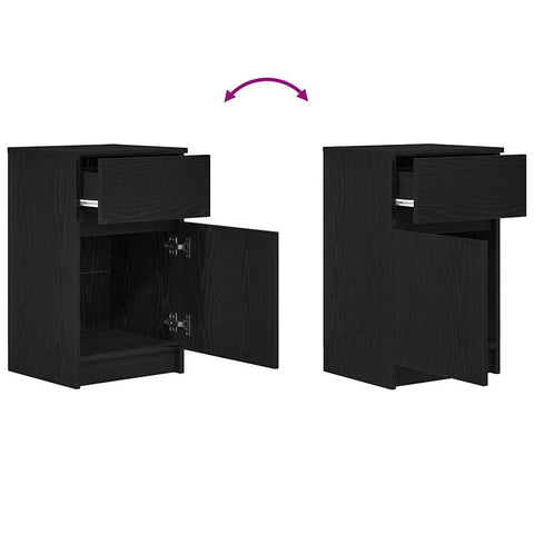 vidaXL Bedside Cabinet Black 39x35x65 cm Engineered Wood