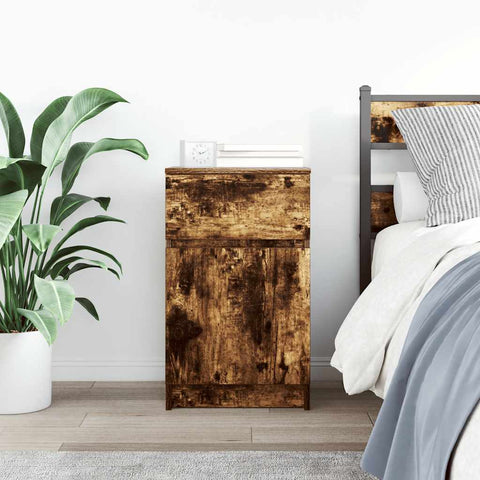 vidaXL Bedside Cabinet Smoked Oak 39x35x65 cm Engineered Wood