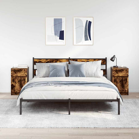 vidaXL Bedside Cabinets 2 pcs Smoked Oak 39x35x65 cm Engineered Wood