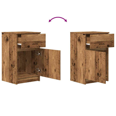 vidaXL Bedside Cabinet Old Wood 39x35x65 cm Engineered Wood