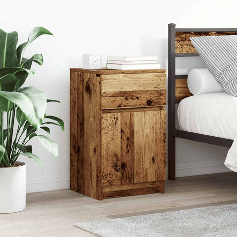 vidaXL Bedside Cabinet Old Wood 39x35x65 cm Engineered Wood