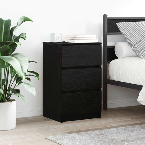 vidaXL Bedside Cabinet with 3 Drawers Black 39x35x65 cm