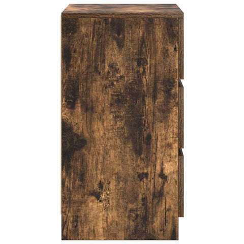 vidaXL Bedside Cabinet with 3 Drawers Smoked Oak 39x35x65 cm