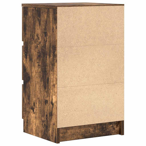 vidaXL Bedside Cabinet with 3 Drawers Smoked Oak 39x35x65 cm