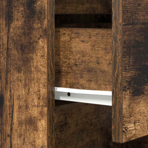 vidaXL Bedside Cabinet with 3 Drawers Smoked Oak 39x35x65 cm