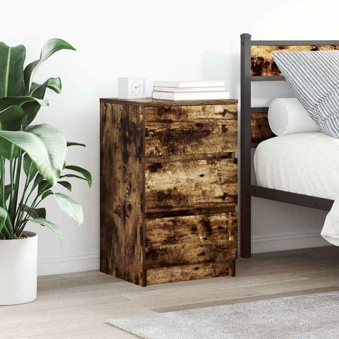 vidaXL Bedside Cabinet with 3 Drawers Smoked Oak 39x35x65 cm