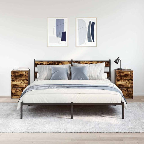 vidaXL Bedside Cabinets with 3 Drawers 2 pcs Smoked Oak 39x35x65 cm