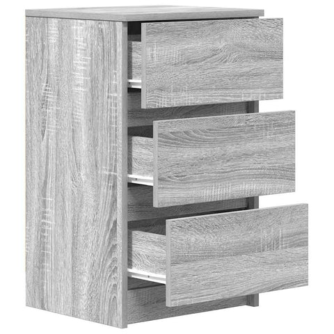 vidaXL Bedside Cabinet with 3 Drawers Grey Sonoma 39x35x65 cm