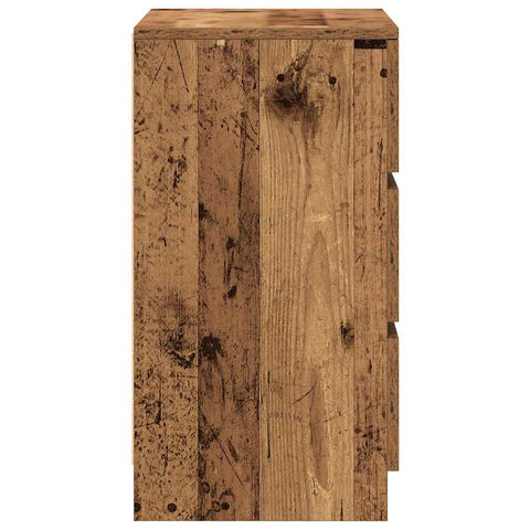 vidaXL Bedside Cabinet with 3 Drawers Old Wood 39x35x65 cm