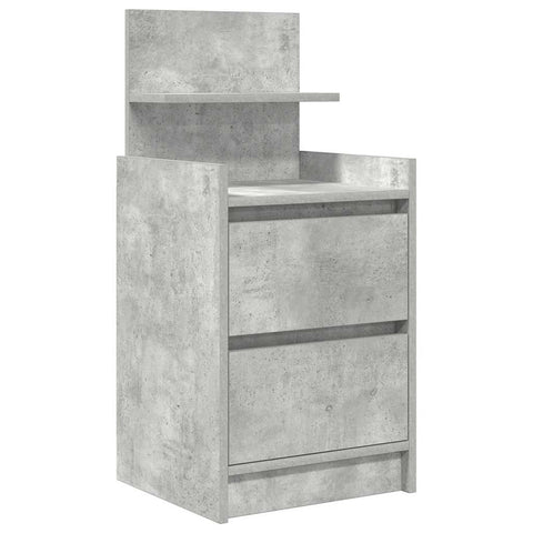 vidaXL Bedside Cabinet with 2 Drawers Concrete Grey 38x34x80 cm