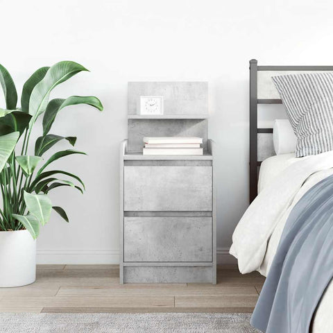 vidaXL Bedside Cabinet with 2 Drawers Concrete Grey 38x34x80 cm