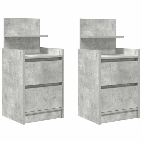 vidaXL Bedside Cabinets with 2 Drawers 2 pcs Concrete Grey 38x34x80 cm