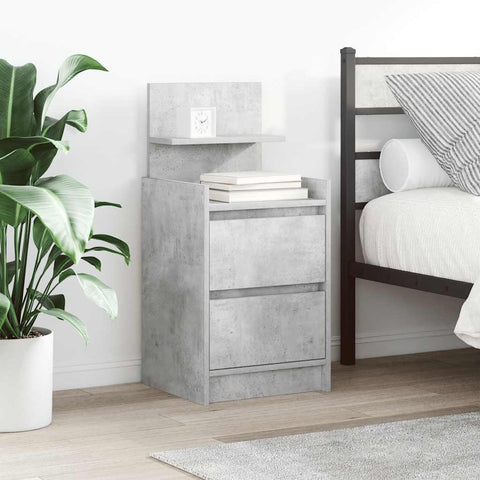 vidaXL Bedside Cabinets with 2 Drawers 2 pcs Concrete Grey 38x34x80 cm