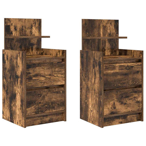 vidaXL Bedside Cabinets with 2 Drawers 2 pcs Smoked Oak 38x34x80 cm