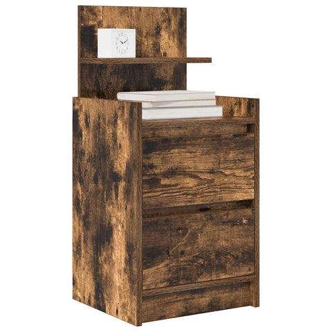vidaXL Bedside Cabinets with 2 Drawers 2 pcs Smoked Oak 38x34x80 cm