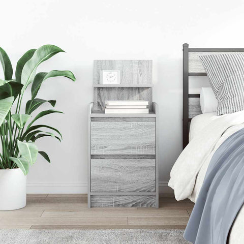 vidaXL Bedside Cabinet with 2 Drawers Grey Sonoma 38x34x80 cm
