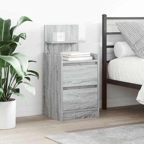 vidaXL Bedside Cabinet with 2 Drawers Grey Sonoma 38x34x80 cm
