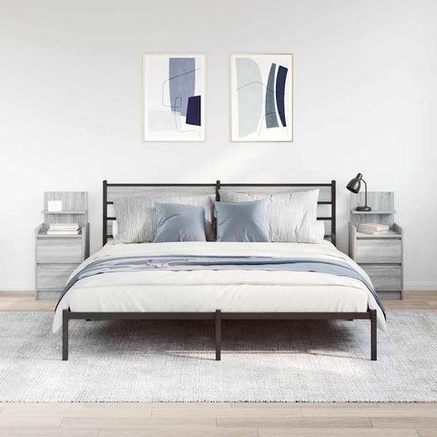 vidaXL Bedside Cabinets with 2 Drawers 2 pcs Grey Sonoma 38x34x80 cm