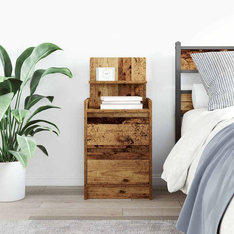 vidaXL Bedside Cabinet with 2 Drawers Old Wood 38x34x80 cm