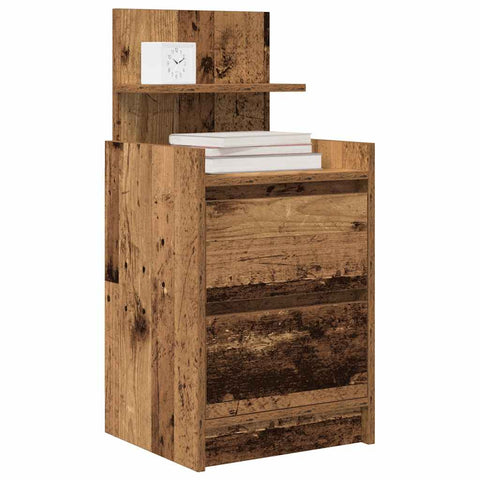 vidaXL Bedside Cabinet with 2 Drawers Old Wood 38x34x80 cm