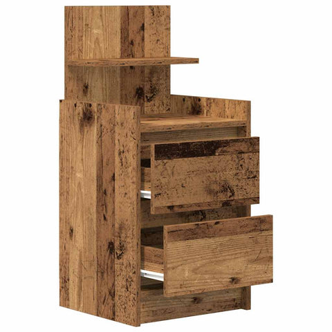 vidaXL Bedside Cabinet with 2 Drawers Old Wood 38x34x80 cm