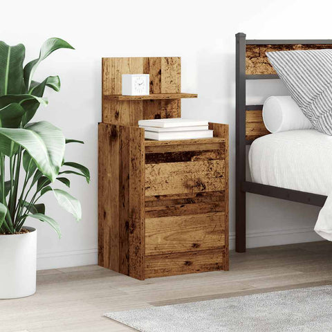vidaXL Bedside Cabinet with 2 Drawers Old Wood 38x34x80 cm