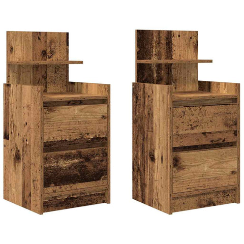 vidaXL Bedside Cabinets with 2 Drawers 2 pcs Old Wood 38x34x80 cm