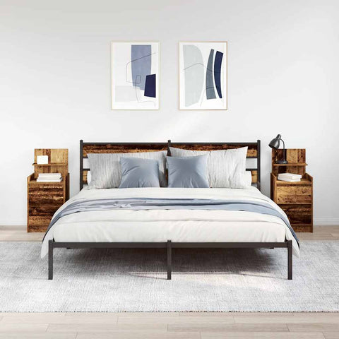 vidaXL Bedside Cabinets with 2 Drawers 2 pcs Old Wood 38x34x80 cm