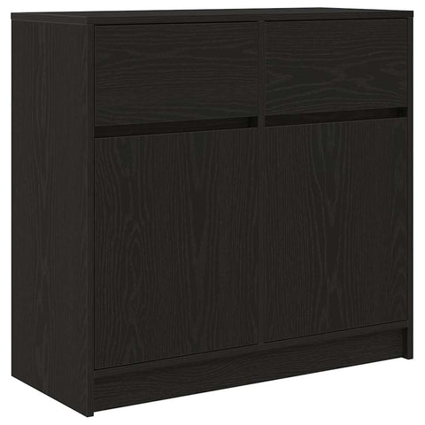 vidaXL Sideboard with Drawer Black Oak 80x34x76 cm Engineered Wood
