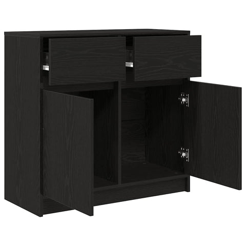 vidaXL Sideboard with Drawer Black Oak 80x34x76 cm Engineered Wood