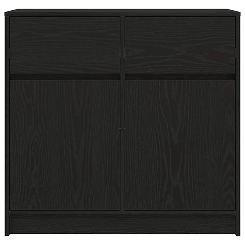 vidaXL Sideboard with Drawer Black Oak 80x34x76 cm Engineered Wood