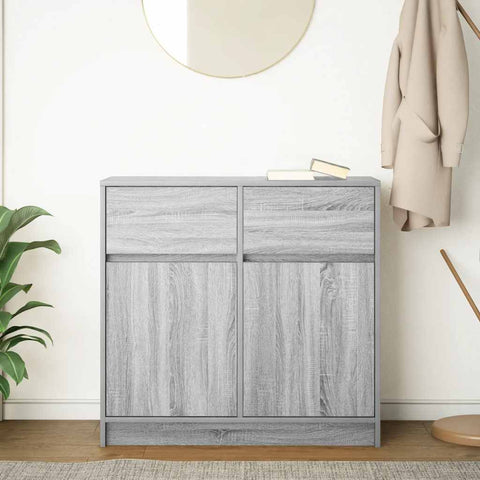 vidaXL Sideboard with Drawer Grey Sonoma 80x34x76 cm Engineered Wood