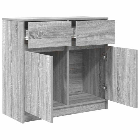 vidaXL Sideboard with Drawer Grey Sonoma 80x34x76 cm Engineered Wood