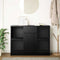 vidaXL Sideboard with Drawer Black Oak 101x35x76 cm Engineered Wood