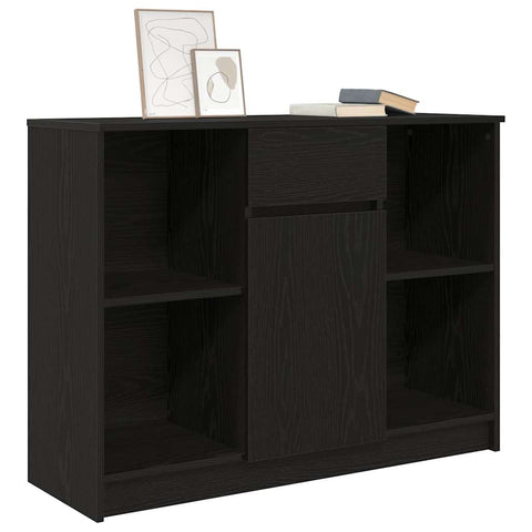 vidaXL Sideboard with Drawer Black Oak 101x35x76 cm Engineered Wood