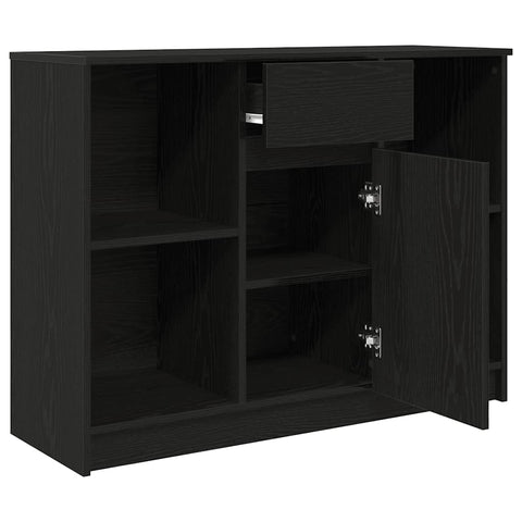 vidaXL Sideboard with Drawer Black Oak 101x35x76 cm Engineered Wood