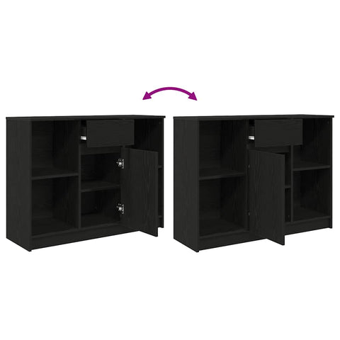 vidaXL Sideboard with Drawer Black Oak 101x35x76 cm Engineered Wood