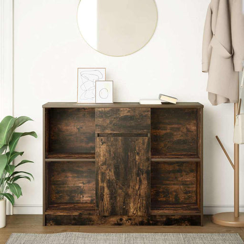 vidaXL Sideboard with Drawer Smoked Oak 101x35x76 cm Engineered Wood