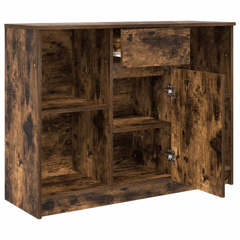 vidaXL Sideboard with Drawer Smoked Oak 101x35x76 cm Engineered Wood