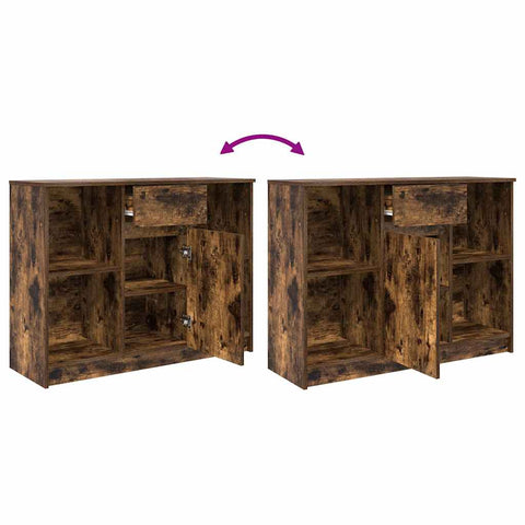vidaXL Sideboard with Drawer Smoked Oak 101x35x76 cm Engineered Wood
